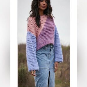 Saltwater luxe colorblock knit wool mix small ssense crochet sweater eccentric
